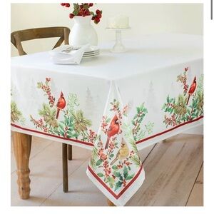 New!Benson Mills Cardinal Table Cloth, Holiday, Winter, and Christmas Tablecloth